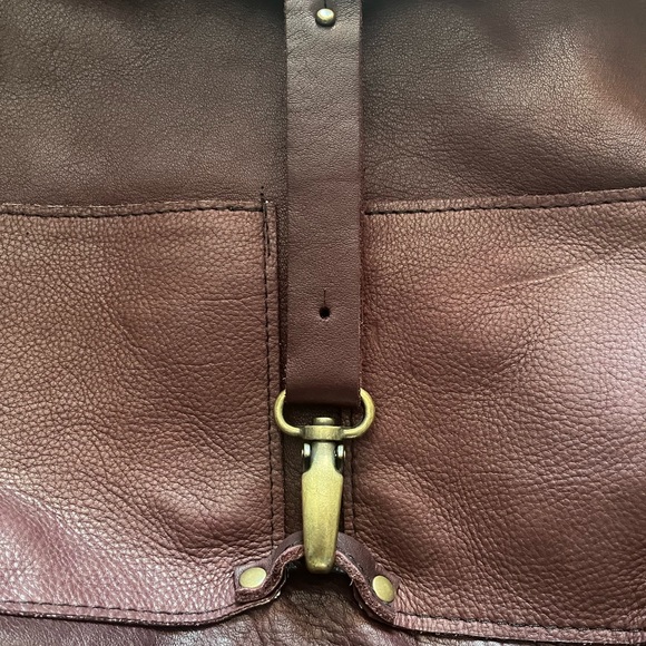 AWL SNAP fold down brown soft leather crossbody bag - Picture 11 of 14